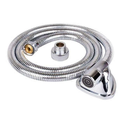 شلنگ توالت فلزی دو سر برنجی رنگ کروم